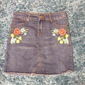 Embroidered Denim Mini